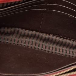 Pre Owned Fendi Red/Burgundy Leather FF Flap Wallet On Chain