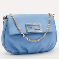 Pre Owned Fendi Blue Leather Fendista Pochette Crossbody Bag