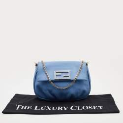 Pre Owned Fendi Blue Leather Fendista Pochette Crossbody Bag