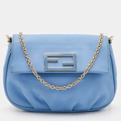 Pre Owned Fendi Blue Leather Fendista Pochette Crossbody Bag