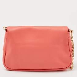 Pre Owned Fendi Coral Orange Leather Mia Shoulder Bag