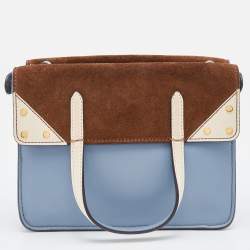 Pre Owned Fendi Tri Color Leather Small Flip Bag