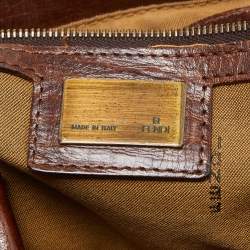 Pre Owned Fendi Tobacco Zucca Canvas and Leather Medium Chef De Jour Tote
