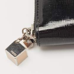 Fendi Black Patent Leather Zip Around Wallet