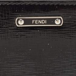 Fendi Black Patent Leather Zip Around Wallet