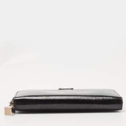 Fendi Black Patent Leather Zip Around Wallet