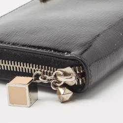 Fendi Black Patent Leather Zip Around Wallet