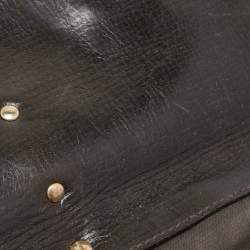 Pre Owned Fendi Brown Tortoise Embossed Leather Medium Magic Top Handle Bag