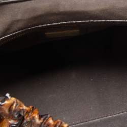 Pre Owned Fendi Brown Tortoise Embossed Leather Medium Magic Top Handle Bag