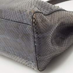 Pre Owned Fendi Dark Green/Black Python Mini Peekaboo Top Handle Bag