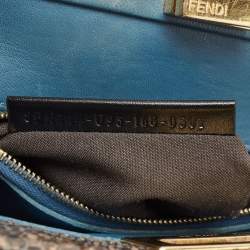 Pre Owned Fendi Dark Green/Black Python Mini Peekaboo Top Handle Bag