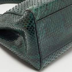 Fendi Green/Black Python Mini Peekaboo Top Handle Bag