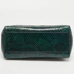 Fendi Green/Black Python Mini Peekaboo Top Handle Bag