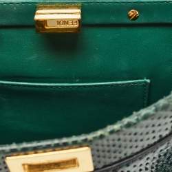 Fendi Green/Black Python Mini Peekaboo Top Handle Bag
