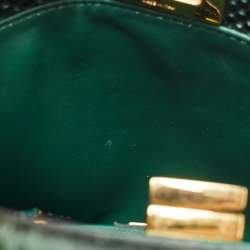 Fendi Green/Black Python Mini Peekaboo Top Handle Bag
