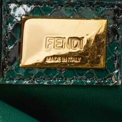 Fendi Green/Black Python Mini Peekaboo Top Handle Bag