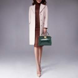 Fendi Green/Black Python Mini Peekaboo Top Handle Bag