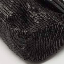Pre Owned Fendi Black Beaded and Lizard Borderline Clutch