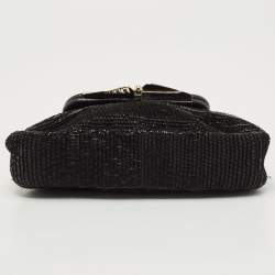 Pre Owned Fendi Black Beaded and Lizard Borderline Clutch