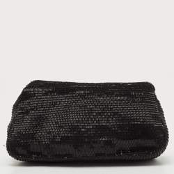 Pre Owned Fendi Black Beaded and Lizard Borderline Clutch