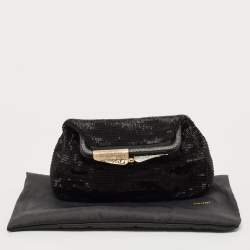 Pre Owned Fendi Black Beaded and Lizard Borderline Clutch