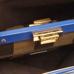 Pre Owned Fendi Blue Leather Medium Peekaboo Top Handle Bag