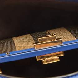 Pre Owned Fendi Blue Leather Medium Peekaboo Top Handle Bag