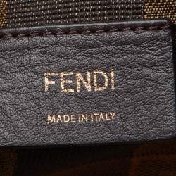 Pre Owned Fendi Tobacco/Cream Zucca Canvas and Raffia Mini Mon Tresor Bucket Bag