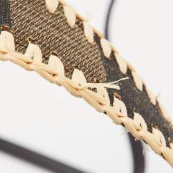 Pre Owned Fendi Tobacco/Cream Zucca Canvas and Raffia Mini Mon Tresor Bucket Bag