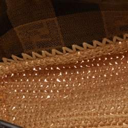 Pre Owned Fendi Tobacco/Cream Zucca Canvas and Raffia Mini Mon Tresor Bucket Bag