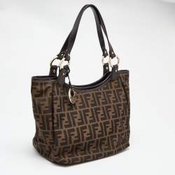 Pre Owned Fendi Tobacco Zucca Canvas and Leather Chef Shopper Tote