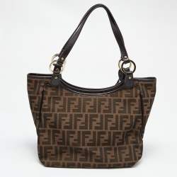 Pre Owned Fendi Tobacco Zucca Canvas and Leather Chef Shopper Tote