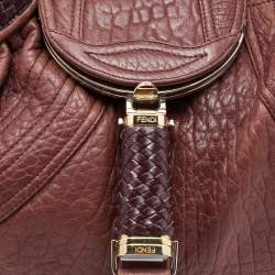 Pre Owned Fendi Two Tone Brown Pebbled Leather Spy Bag
