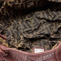 Pre Owned Fendi Two Tone Brown Pebbled Leather Spy Bag
