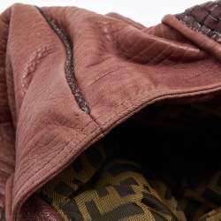 Pre Owned Fendi Two Tone Brown Pebbled Leather Spy Bag