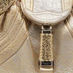 Pre Owned Fendi Gold Holographic Textured Leather Spy Bag
