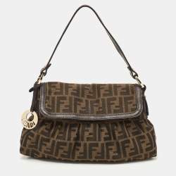 Pre Owned Fendi Tobacco Zucca Canvas and Leather Chef Flap Shoulder Bag