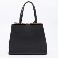 Pre Owned حقيبة يد فندي 3جور كبيرة دنيم سوداء