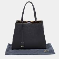 Pre Owned حقيبة يد فندي 3جور كبيرة دنيم سوداء