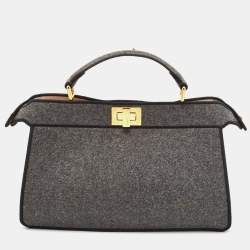 Fendi Grey Felt Peekaboo ISeeU East West Top Handle Bag