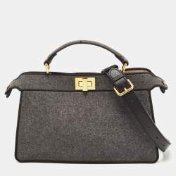 Fendi Grey Felt Peekaboo ISeeU East West Top Handle Bag