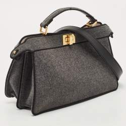 Fendi Grey Felt Peekaboo ISeeU East West Top Handle Bag