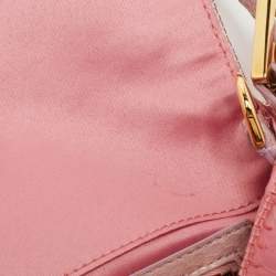 Fendi Pink Sequin Embellished Satin And Watersnake Medium Baguette Bag