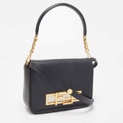 Pre Owned Fendi Black Leather Dolce 3Baguette Top Handle Bag