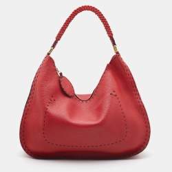 Fendi Red Leather Selleria Hobo 