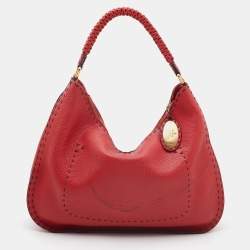 Fendi Red Leather Selleria Hobo 