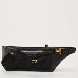 Fendi Black Leather and Mesh 3 Pockets Belt Bag