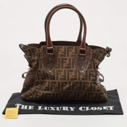 Pre Owned Fendi Tobacco Zucca Canvas and Leather Small Zucca Chef De Jour Bag