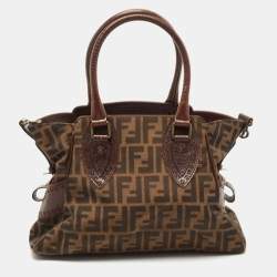 Pre Owned Fendi Tobacco Zucca Canvas and Leather Small Zucca Chef De Jour Bag
