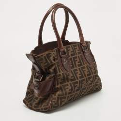 Pre Owned Fendi Tobacco Zucca Canvas and Leather Small Zucca Chef De Jour Bag